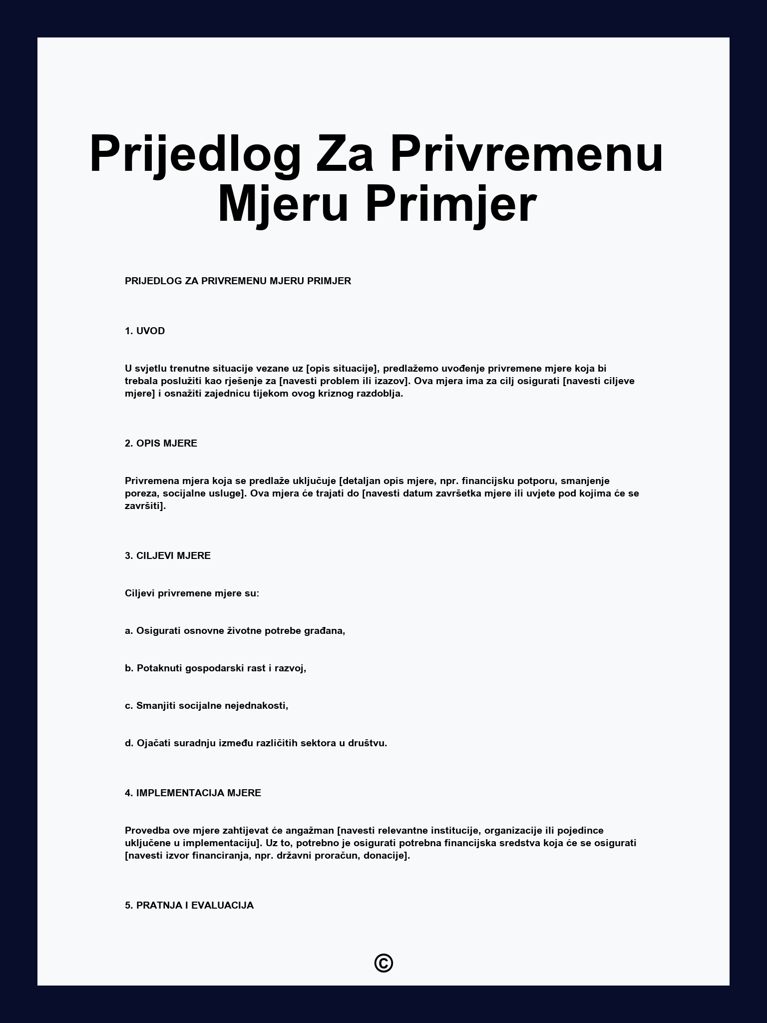 Prijedlog Za Privremenu Mjeru Primjer