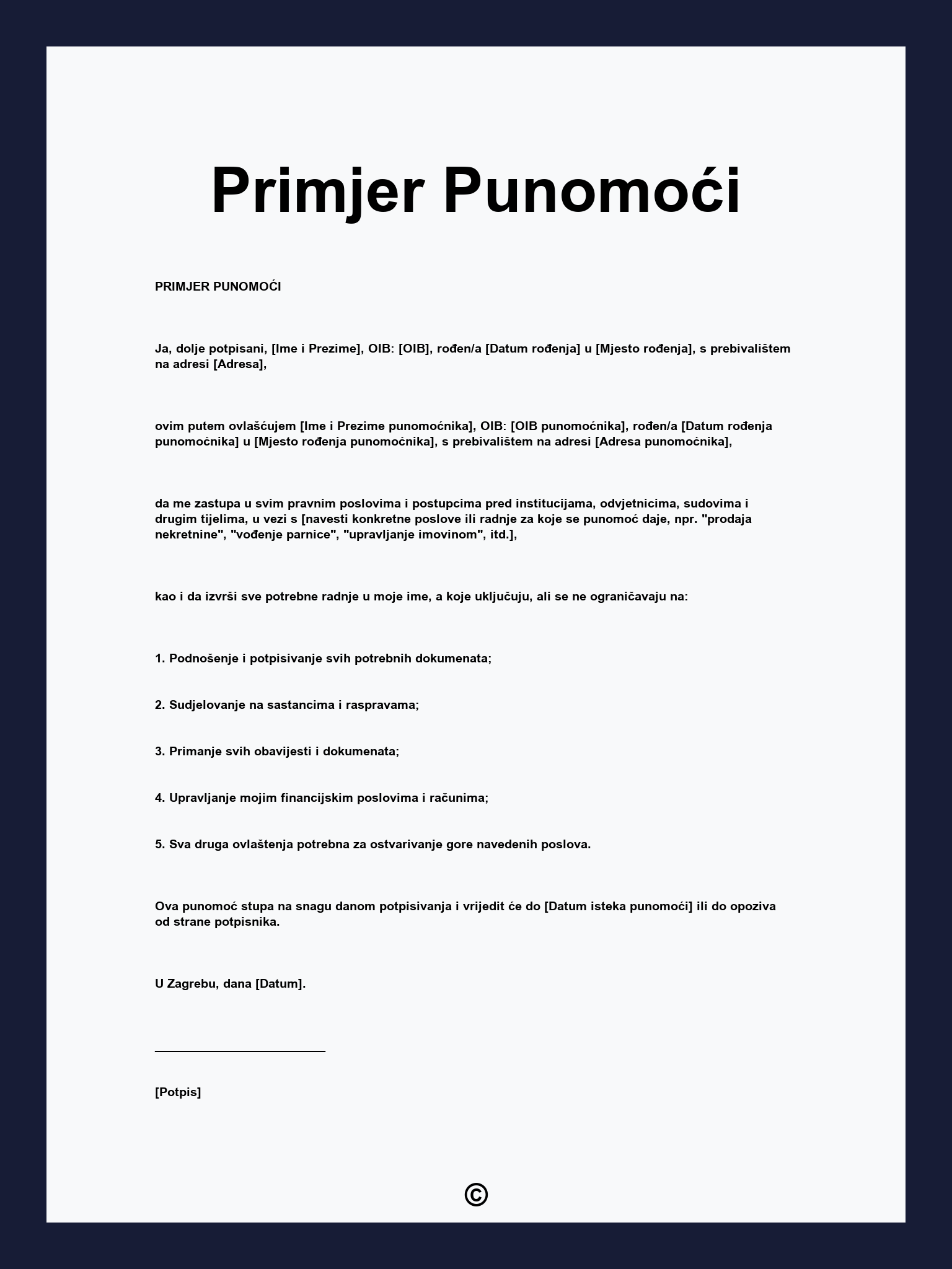 Primjer Punomoći
