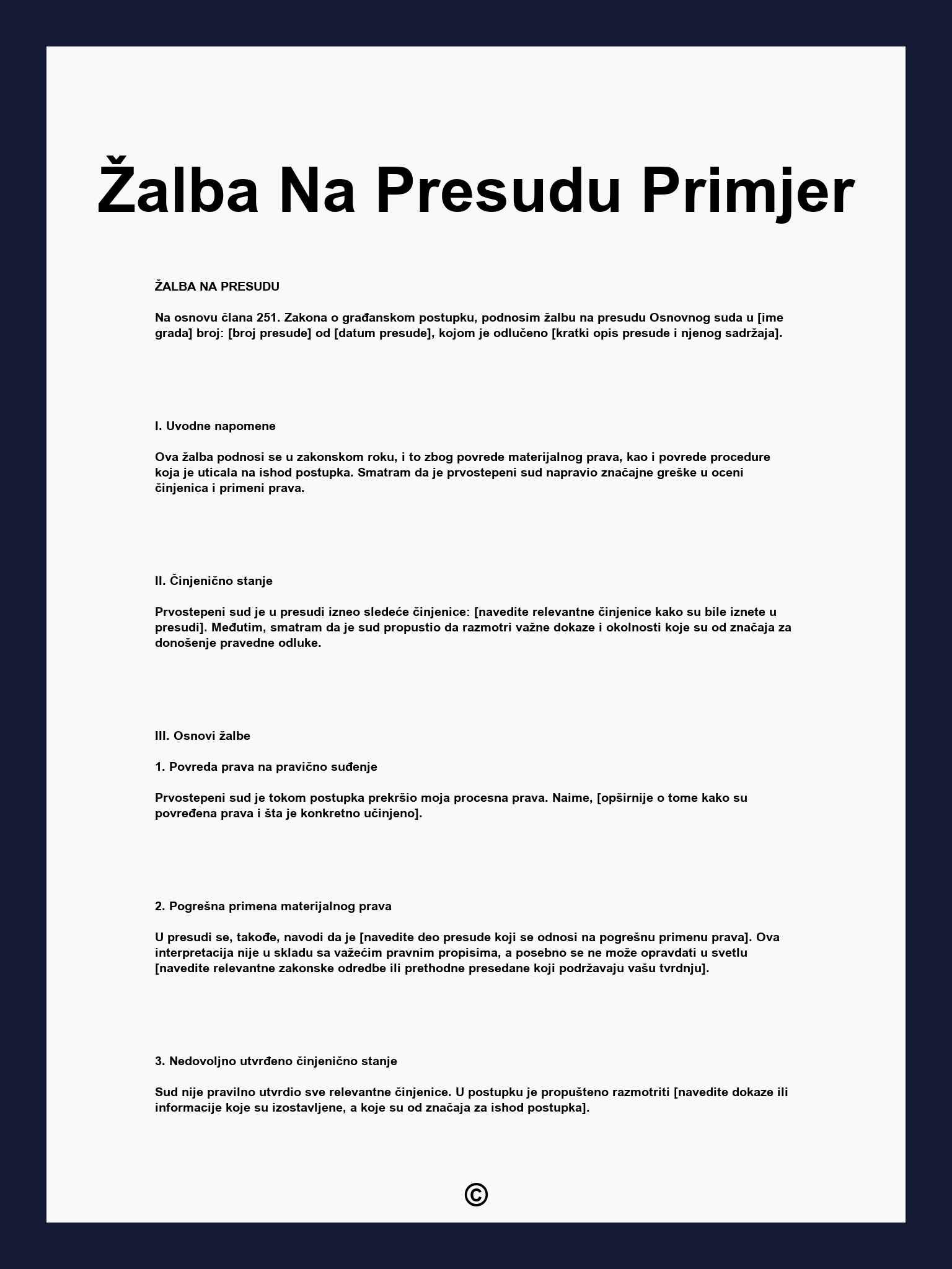Žalba Na Presudu Primjer